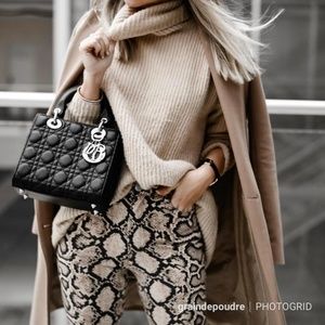 Zara Snakeskin Print High Rise Skinny Jeans 34